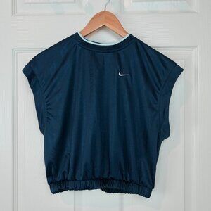 Nike NSW Collection Jacquard cropped jersey top in navy